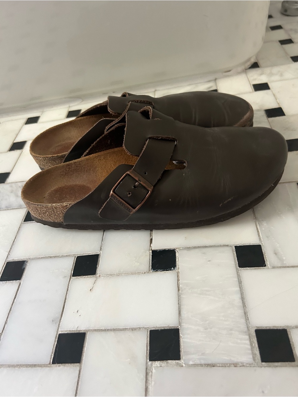 Birkenstock Brown Leather Boston Clog Mules
